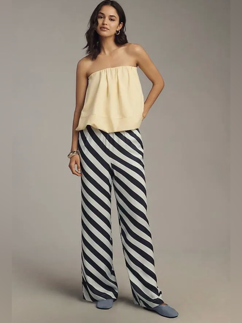 Anthropologie Maeve Brooklin Wide Leg Striped Printed Pants